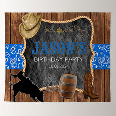 Lofaris Western Cowboy Wood Custom Birthday Party Backdrop
