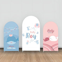 Lofaris Whale Blue Pink Boy Baby Shower Arch Backdrop Kit