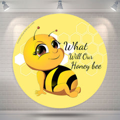 Lofaris What Will Our Honey Bee Round Baby Shower Backdrop