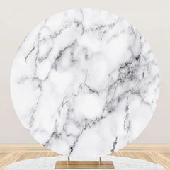 Lofaris White And Grey Simple Marble Round Birthday Backdrop