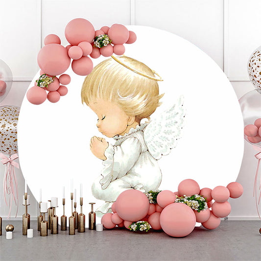 Lofaris White Angle Round Baby Shower Backdrop Kit For Kids