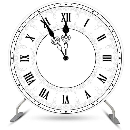 Lofaris White Black Laeacco Clock Round Birthday Backdrop
