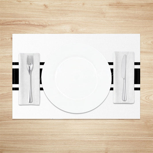 Lofaris White Black Lines Simple Dinner Set Of 4 Placemats