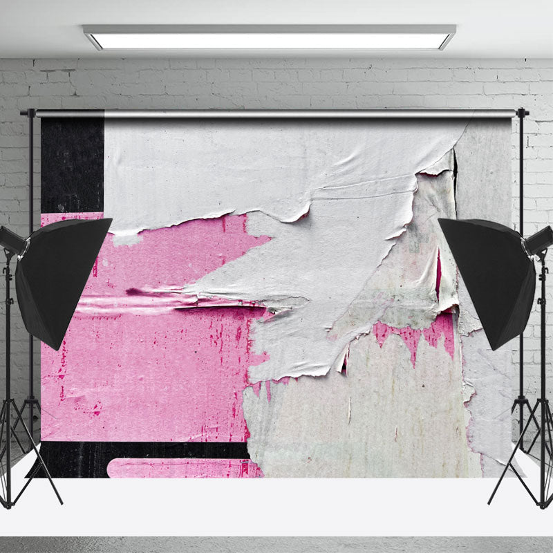 Lofaris White Black Pink Ripped Graffiti Wall Photo Backdrop