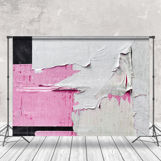 Lofaris White Black Pink Ripped Graffiti Wall Photo Backdrop