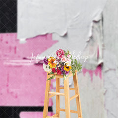 Lofaris White Black Pink Ripped Graffiti Wall Photo Backdrop