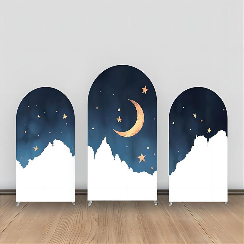 Lofaris White Blue Night Sky Moon Stars Arch Backdrop Kit