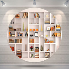 Lofaris White Bookshelf House Decor Round Party Backdrop