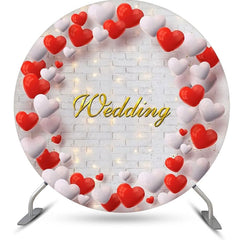 Lofaris White Brick Wall Red Balloon Round Wedding Backdrop