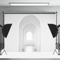 Lofaris White Building Interior Arch Retro Photo Backdrop
