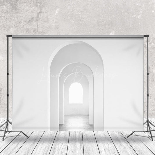 Lofaris White Building Interior Arch Retro Photo Backdrop