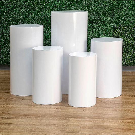 (7 Day Delivery) Metal Cylinder Pedestal Display Stands White 5 pcs Stands