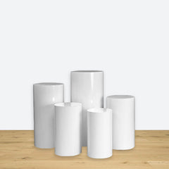 Lofaris Metal Cylinder Pedestal Display Stands 5 pcs/set - White