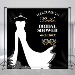 Lofaris White Dress Bridal Shower Personalized Name Backdrop