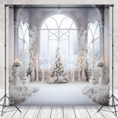 Lofaris White Elegant Window Winter Christmas Photo Backdrop