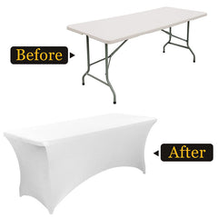 Lofaris White Fitted Spandex Rectangle Banquet Table Cover
