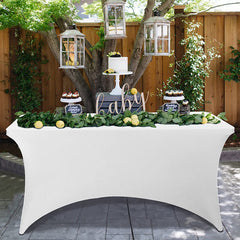 Lofaris White Fitted Spandex Rectangle Banquet Table Cover