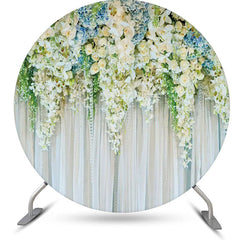 Lofaris White Floral Curtain Holy Round Wedding Backdrop