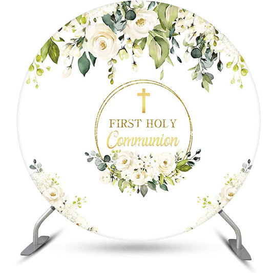 Lofaris White Floral First Holy Communion Baptism Backdrop