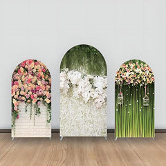 Lofaris White Floral Wall Colors Green Arch Backdrop Kit