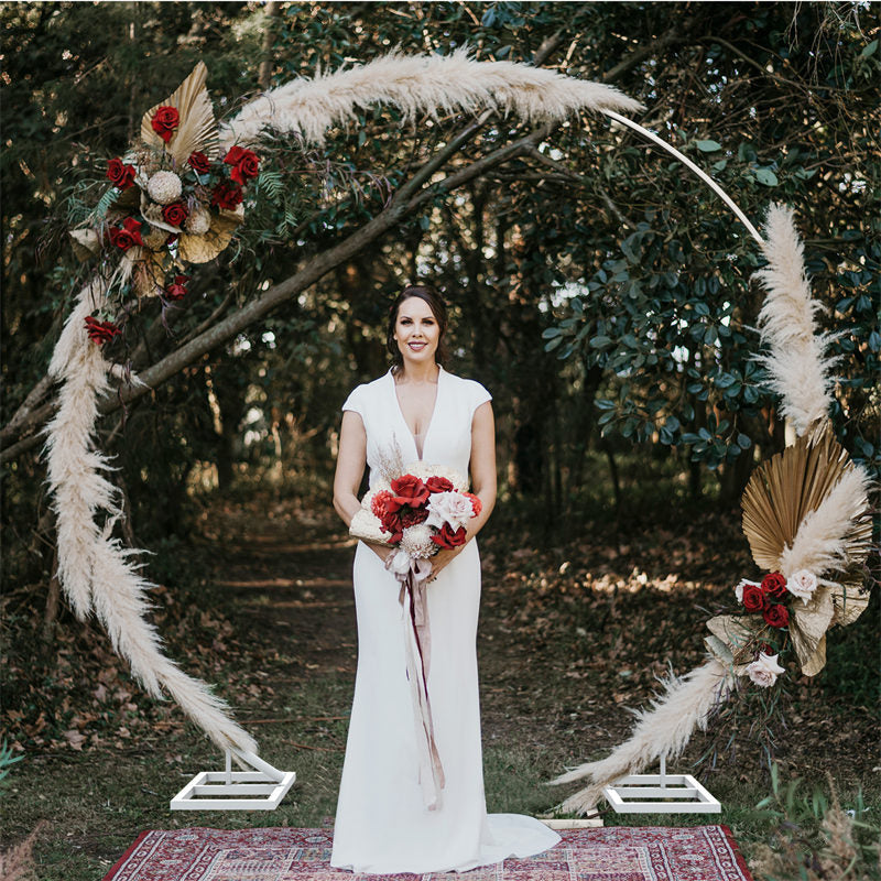 Lofaris White Flower Balloons Dispaly Circle Wedding Arch Decor