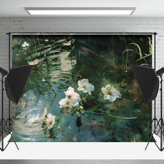 Lofaris White Flower Pond Dimple Spring Photo Booth Backdrop
