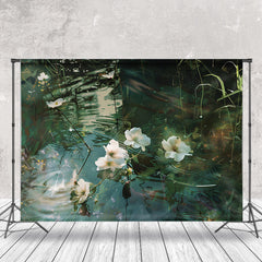 Lofaris White Flower Pond Dimple Spring Photo Booth Backdrop