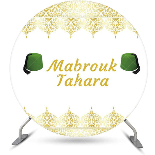 Lofaris White Gold Green Hat Mabrouk Tahara Round Backdrop
