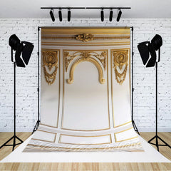 Lofaris White Gold Light Luxury Retro Wall Photo Backdrop