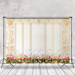 Lofaris White Gold Luxry Embossed Floral Photoshoot Backdrop