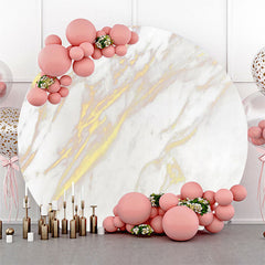 Lofaris White Golden Marble Simple Round Birthday Backdrop