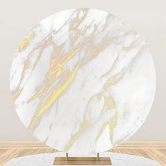 Lofaris White Golden Marble Simple Round Birthday Backdrop