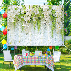 Lofaris White Green Flowers Wall Romantic Wedding Backdrop
