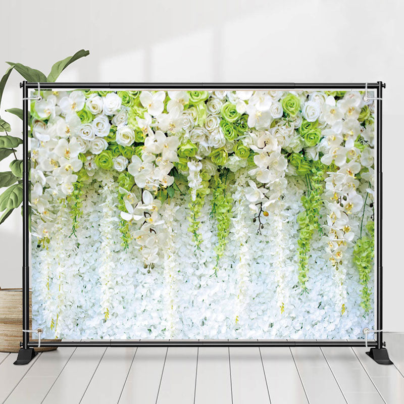 Lofaris White Green Flowers Wall Romantic Wedding Backdrop