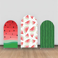 Lofaris White Green Watermelon Patterns Arch Backdrop Kit