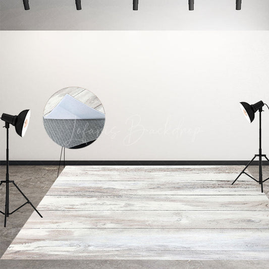 Lofaris White Grey Horizontal Stripe Wood Grain Floor Mat