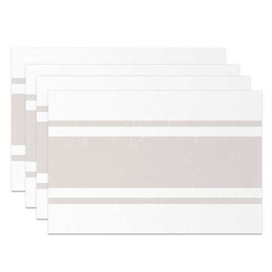 Lofaris White Grey Line Modern Set Of 4 Placemats For Dinner