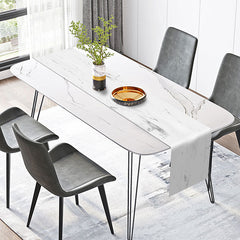 Lofaris White Grey Marble Texture Dining Room Table Runner