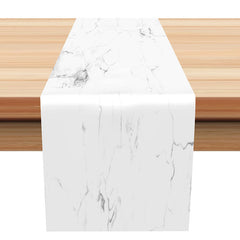 Lofaris White Grey Marble Texture Dining Room Table Runner