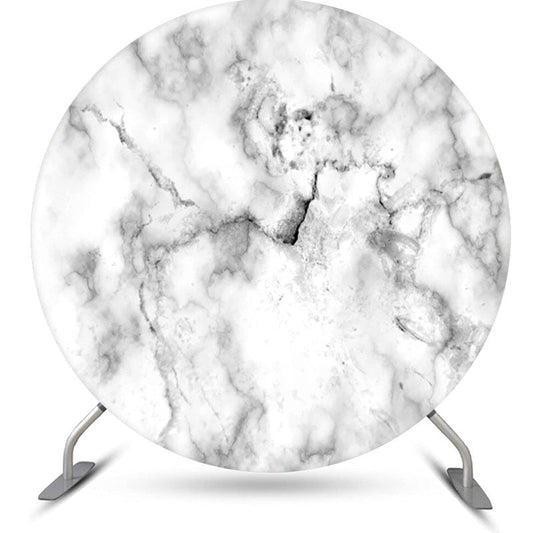 Lofaris White Grey Marble Texture Round Birthday Backdrop