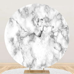 Lofaris White Grey Marble Texture Round Birthday Backdrop