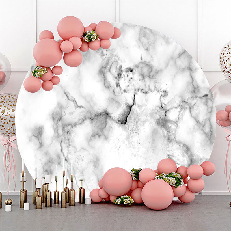 Lofaris White Grey Marble Texture Round Birthday Backdrop