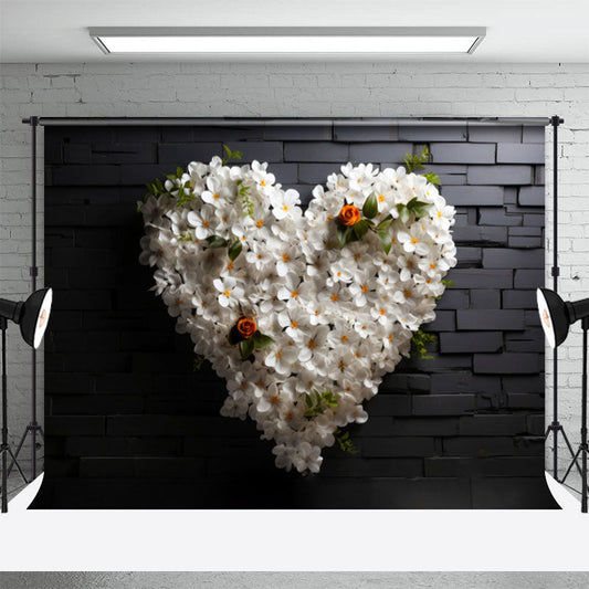 Lofaris White Heart Magnolia Flowers Valentines Day Backdrop