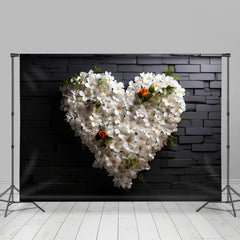 Lofaris White Heart Magnolia Flowers Valentines Day Backdrop