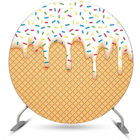 Lofaris White Ice Cream Candy Rhombus Plaid Circle Backdrop