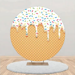 Lofaris White Ice Cream Candy Rhombus Plaid Circle Backdrop