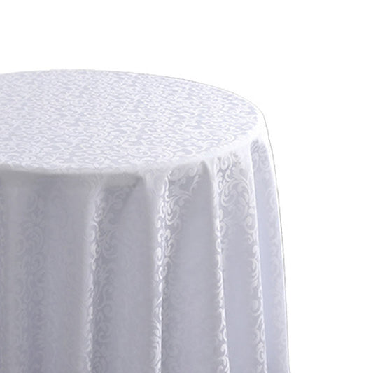 Lofaris White Jacquard Polyester Round Banquet Tablecloth
