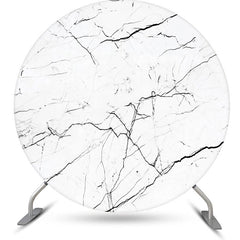 Lofaris White Marble Texture Black Round Birthday Backdrop