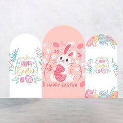 Lofaris White Pink Bunny Eggs Leaf Easter Arch Backdrop Kit
