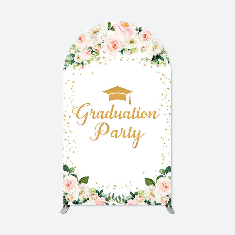 Lofaris White Pink Floral Graduation Party Arch Backdrop